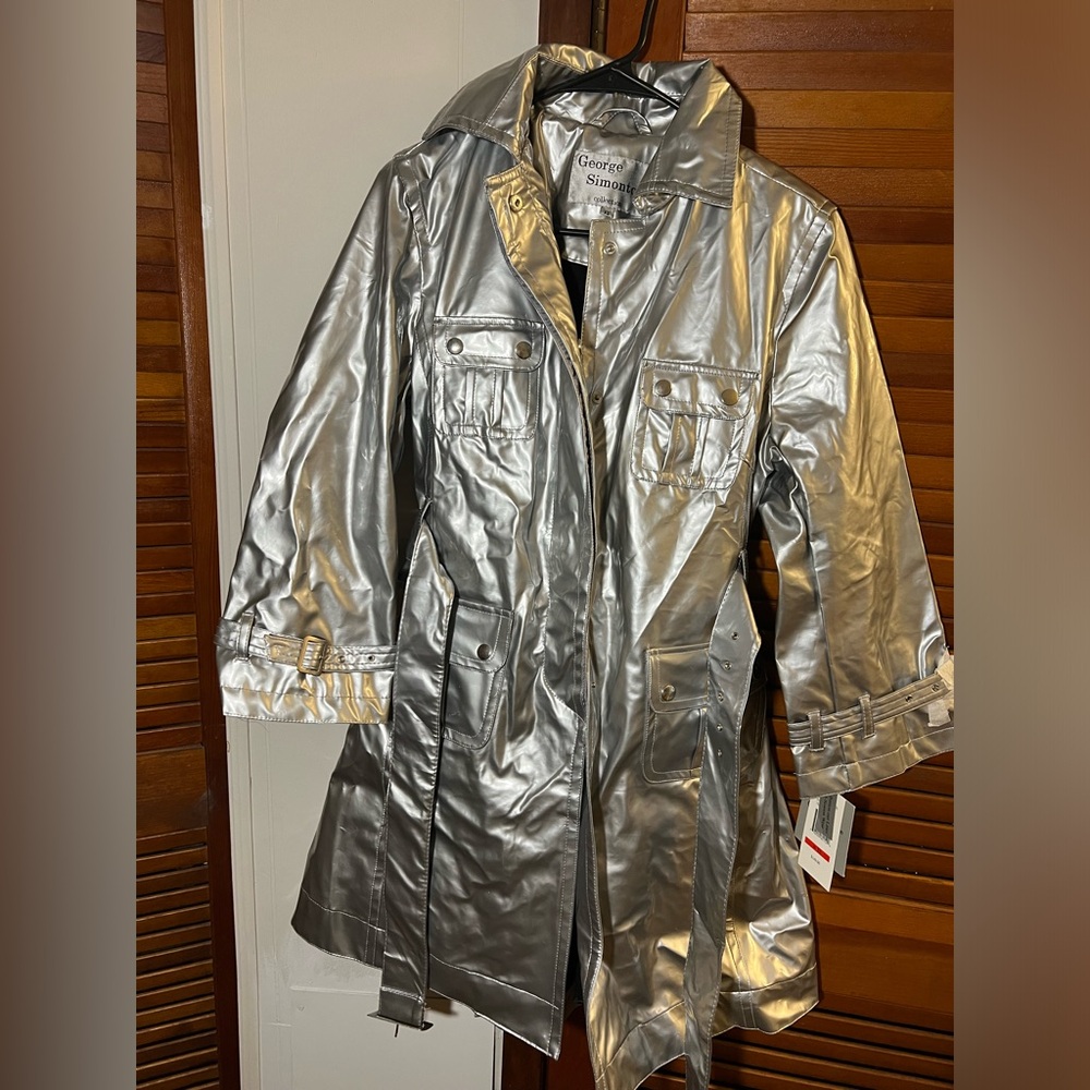 NWT Vintage George Simonton Silver Belted Trench Coat